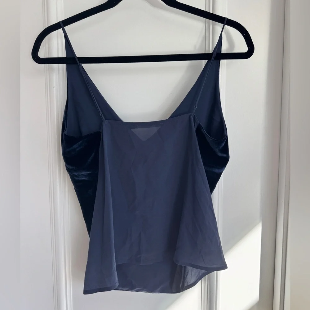 J Brand Lucy Velvet And Silk-georgette Camisole - Blue - Picture 5 of 5
